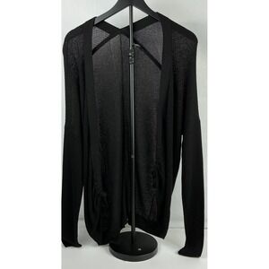 Simply Vera Vera Wang Black Knit Cardigan Open‎ Front Tie Detail Womens SZ MED